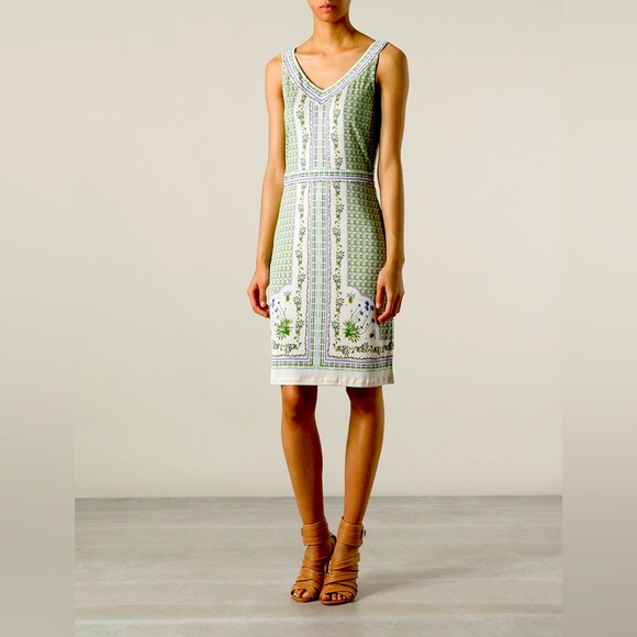 Tory Burch Dresses & Skirts - TORY BURCH Dress, Talía Botanical Knee-Length Green Silk Runway Dress, EUC, S